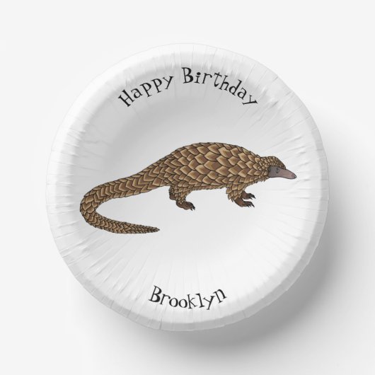 Langtailed Pangolin Cartoon Pappteller (Vorderseite)