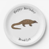 Langtailed Pangolin Cartoon Pappteller (Vorderseite)