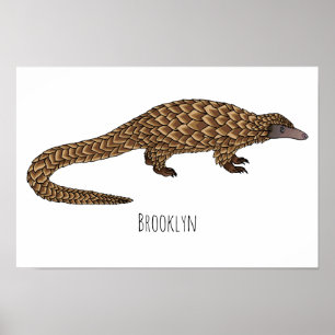 Langtailed Pangolin Cartoon Poster