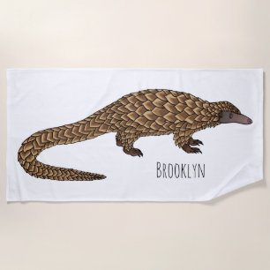 Langtailed Pangolin Cartoon Strandtuch
