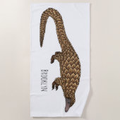 Langtailed Pangolin Cartoon Strandtuch (Vorderseite)