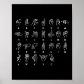 Language Alphabet Deaf Mute Asl Deaf Awareness Mon Poster (Vorne)