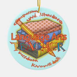 Language Arts Teacher deluxe Rundschmuck Ornament Aus Metall