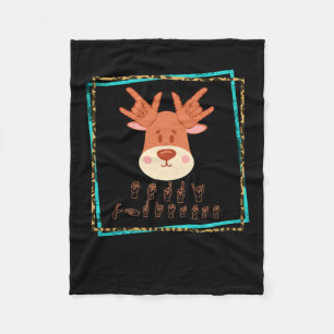 Language Deaf Christmas Rentier Deaf Asl Awarenes Fleecedecke