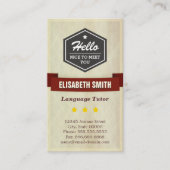 Language Tutor - Retro Grunge Style Visitenkarte (Vorderseite)