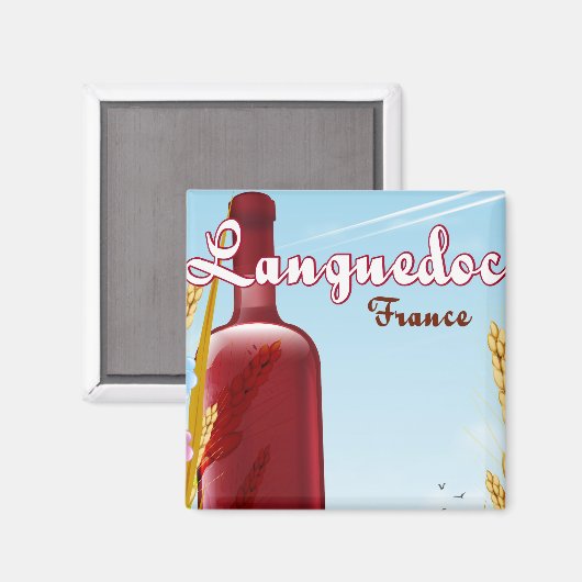 Languedoc Frankreich Reiseplakat Magnet (Vorderseite/Rückseite)