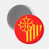 Languedoc Roussillon, Frankreich-Flagge Magnet (Vorderseite/Rückseite)