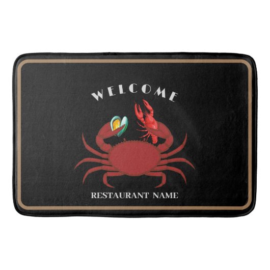 Languste-Muschel-Begrüßungsrestaurant Logo Badematte (Vorderseite)