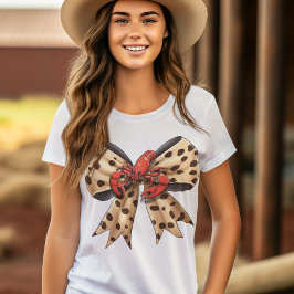 Langusten und Leopard Print Coquette Bow T-Shirt