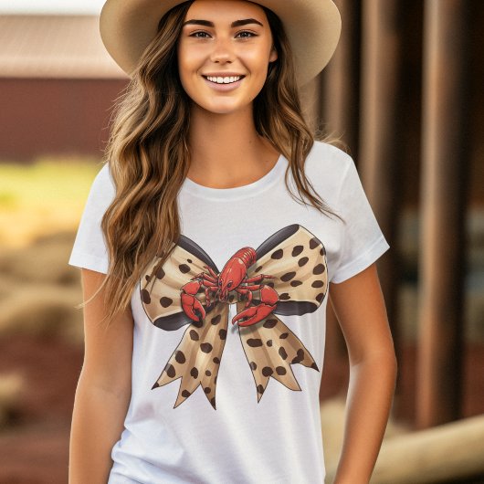 Langusten und Leopard Print Coquette Bow T-Shirt