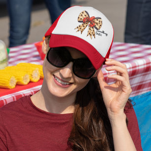 Langusten und Leopard Print Coquette Bow Truckerkappe