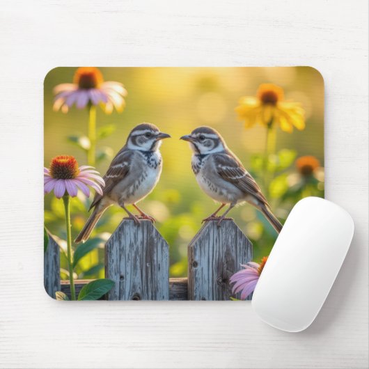 Langvögel auf dem Zaun des Pickels Mousepad (Mit Mouse)