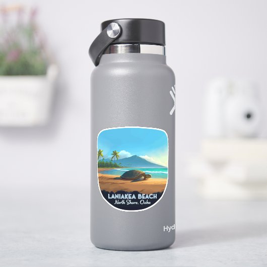 Laniakea Beach Haleiwa Oahu Hawaii Turtle Aufkleber (HydroFlask)