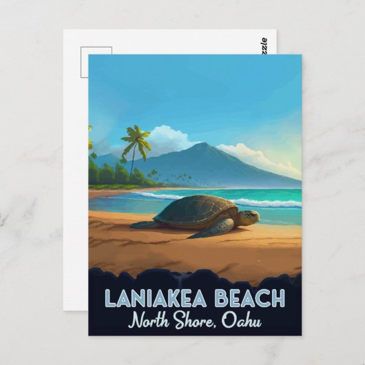 Laniakea Beach Haleiwa Oahu Hawaii Turtle Postkarte (Vorne/Hinten)