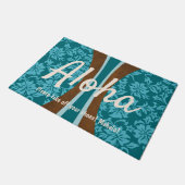 Laniakea Hawaiianische Imitat HolzSurfboard Aloha Fußmatte (Schrägansicht)