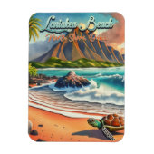 Laniakea Oahu Hawaii tropische Aquarellfarbe farbi Magnet (Vertikal)