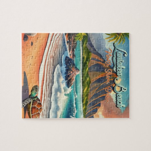 Laniakea Oahu Hawaii tropische Aquarellfarbe farbi Puzzle (Horizontal)
