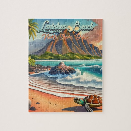 Laniakea Oahu Hawaii tropische Aquarellfarbe farbi Puzzle (Vertikal)