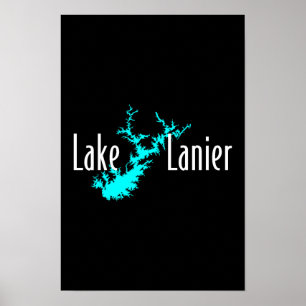 Lanier-See Georgia See Karte Bootfahren und Fische Poster