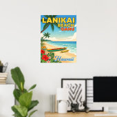 Lanikai Beach, Hawaii - Tropical Canoe Poster (Heimbüro)