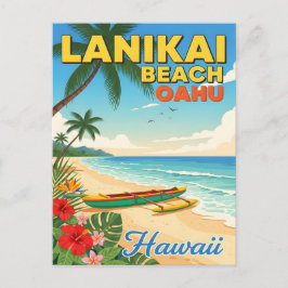 Lanikai Beach, Hawaii - Tropical Canoe Postkarte