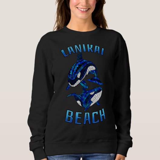 Lanikai Beach Hawaii Vacation Tribal Whale Orca Sweatshirt (Vorderseite)