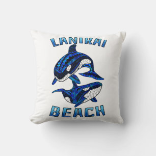 Lanikai Beach Hawaii Vacation Tribal Whale Orcas Kissen