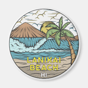 Lanikai Beach Hawaii Vintag Magnet