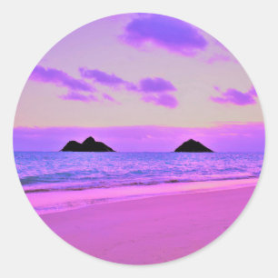 Lanikai Sunrise Runder Aufkleber