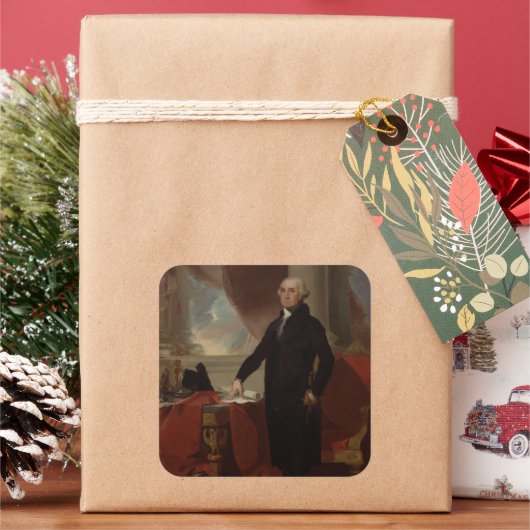 Lansdowne Portrait: US-Präsident George Washington Quadratischer Aufkleber (Feiertag)