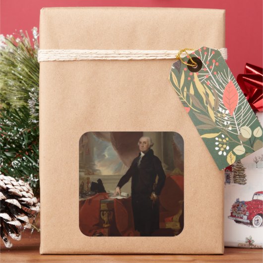 Lansdowne Portrait: US-Präsident George Washington Quadratischer Aufkleber (Feiertag)