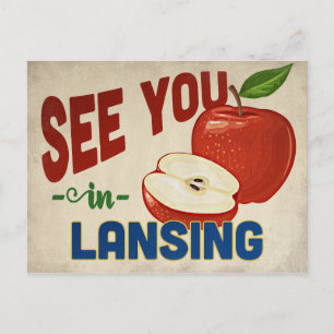 Lansing Michigan Apfel - Vintage Reise Postkarte