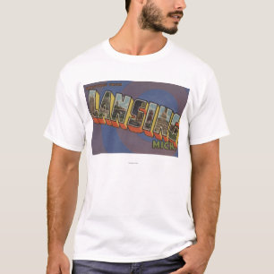Lansing, Michigan - große Buchstabe-Szenen T-Shirt