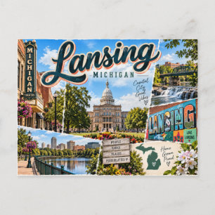 Lansing Michigan Postkarte