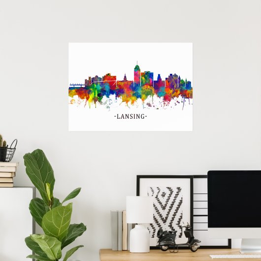 Lansing Michigan Skyline Poster (Heimbüro)