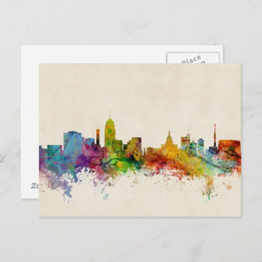 Lansing Michigan Skyline Postkarte (Vorne/Hinten)