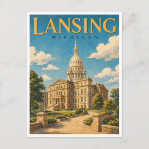 Lansing Michigan State Capitol GeoSaga Postkarte