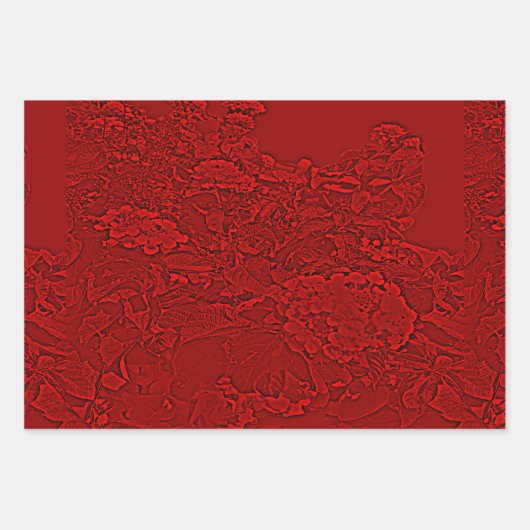 Lantana Floral Red Design Geschenkpapier Set (Vorderseite)