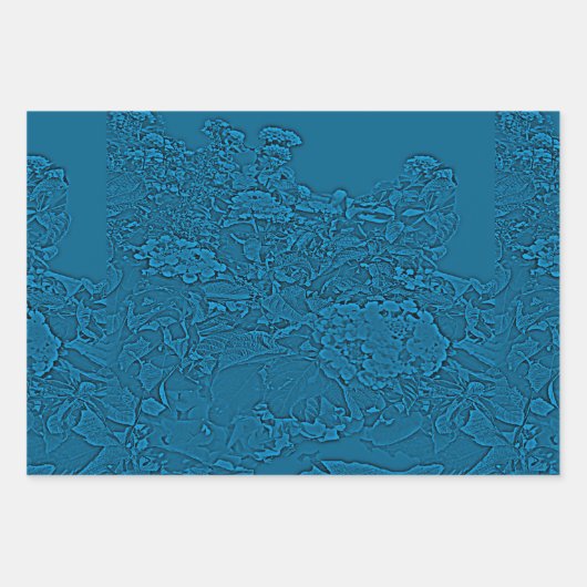 Lantana Floral Teal Blue Design Geschenkpapier Set (Vorderseite)