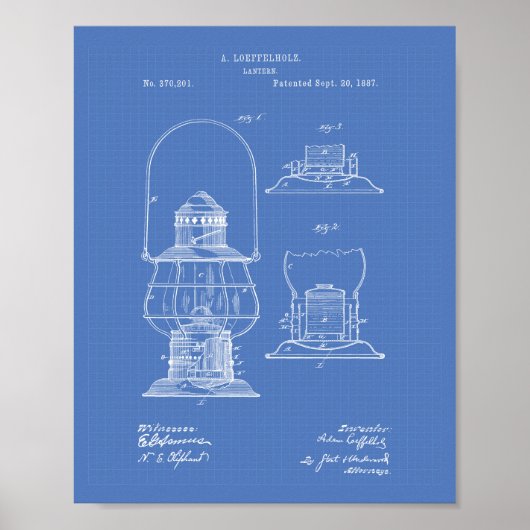 Lantern 1887 Patent Art Blueprint Poster (Vorne)
