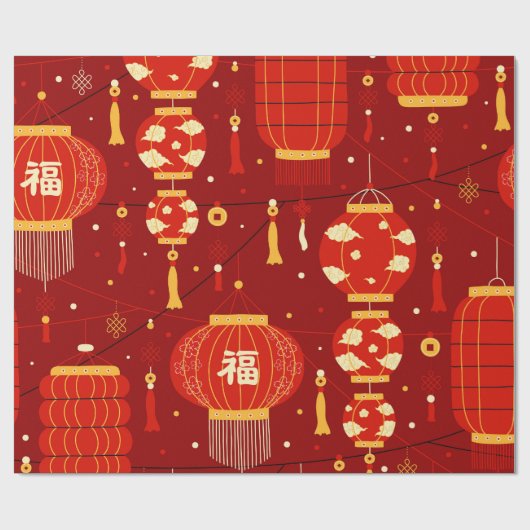 Lantern Chinesisches Neujahrsmuster Geschenkpapier (Flach)