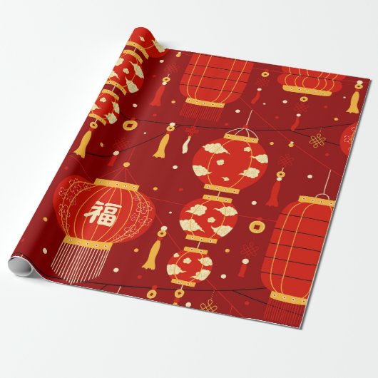 Lantern Chinesisches Neujahrsmuster Geschenkpapier (Ungerollt)