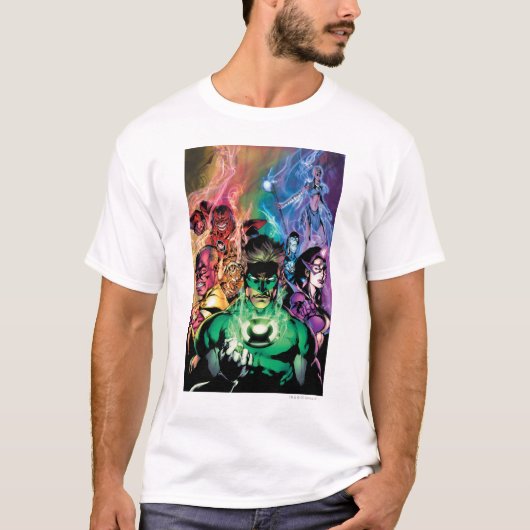 Lantern Corps Gruppe mit Farben T-Shirt (Vorderseite)