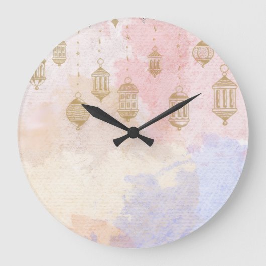 “Lantern Dreams” Pastel Ramadan Große Wanduhr (Vorderseite)