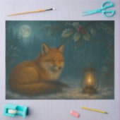 Lantern Fox Under the Holly Moon Winter Decoupage  Seidenpapier (Basteln)
