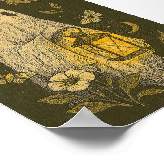 Lantern Ghost Halloween Boho Poster (Ecke)