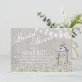 Lantern & Gipskraut Rustikales Brautparty Einladung (Stehend Vorderseite)