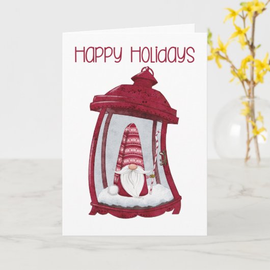 Lantern Gnome Weihnachtskarte Karte (Gelbe Blume)