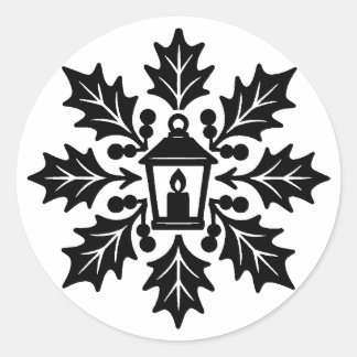 Lantern & Holly Snowflake Briefmarke Runder Aufkleber