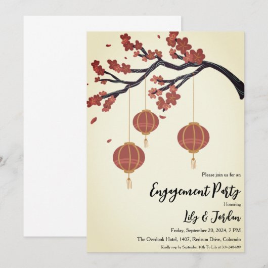 Lantern im Hinterhof-Verlobungsparty Einladung (Vorne/Hinten)